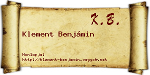 Klement Benjámin névjegykártya